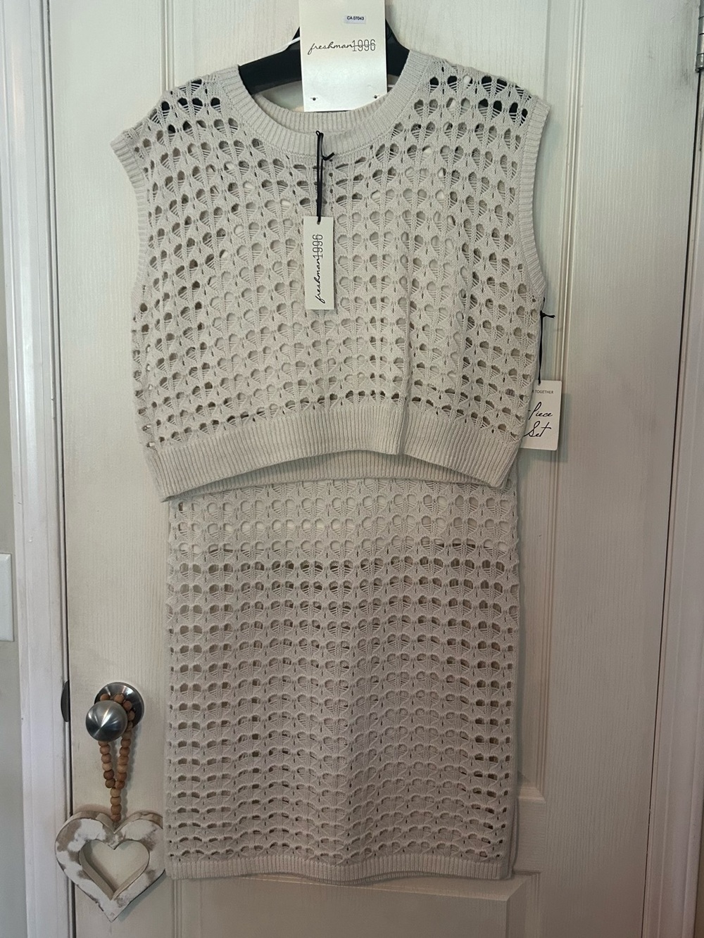 NWT Freshman 1996 Cream Knit Two-Piece Set